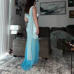 Mandalay 100% silk aquamarine siren dress